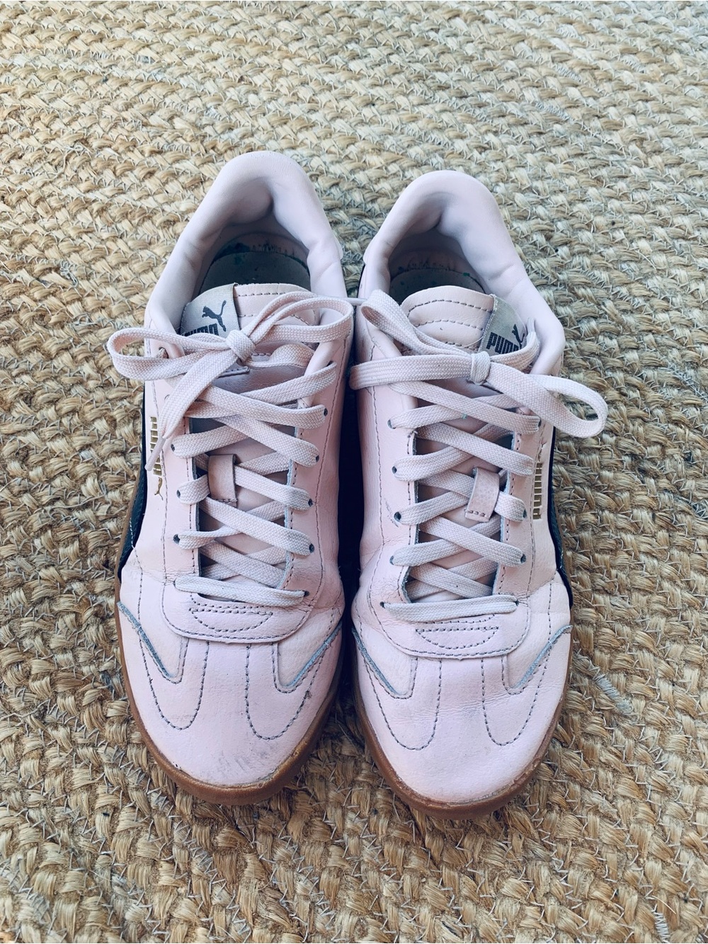 Puma Light Pink and Navy Low-Top Sneakers